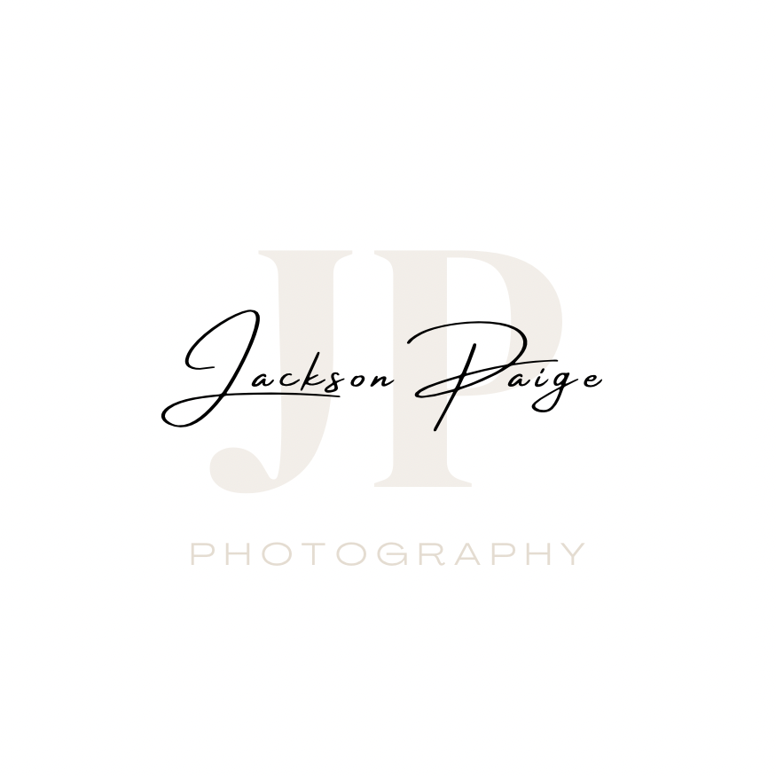 Logo with initials J and P, and the words Jackson Paige Photography, in black and light gray text.