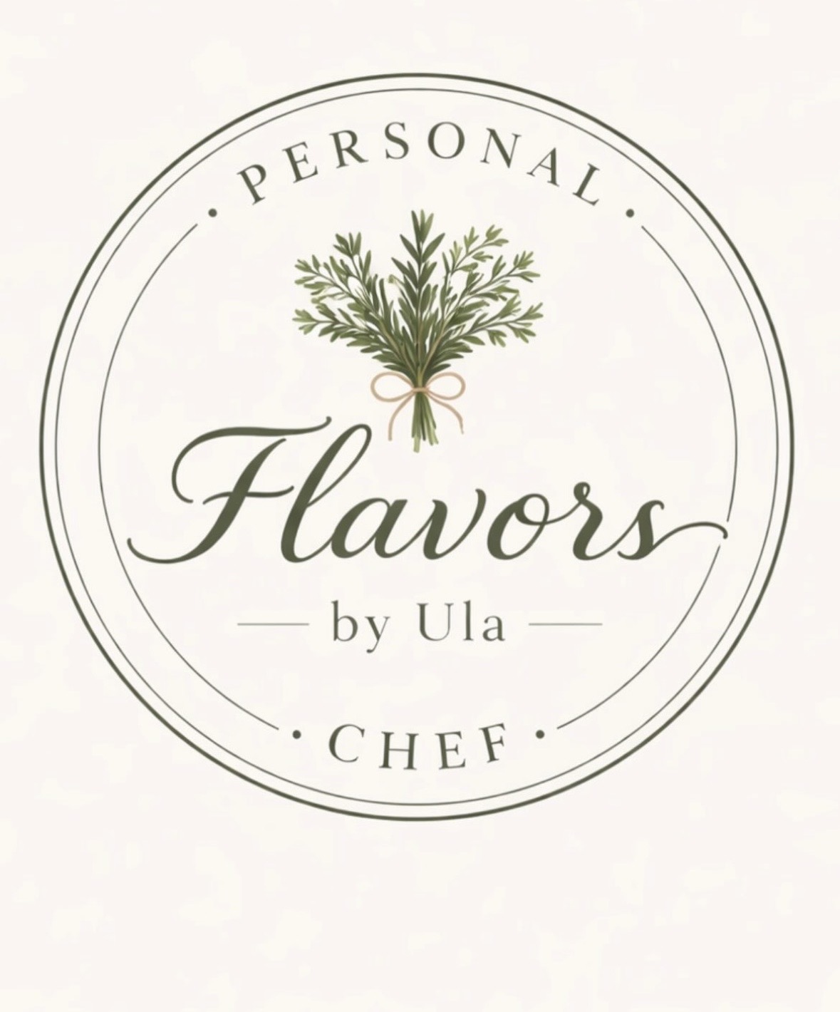 A circular logo with a sprig of herbs at the top, text reading
